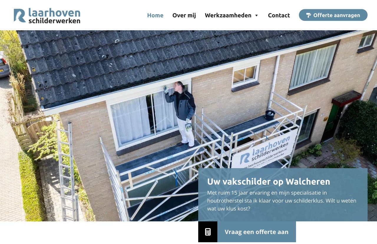De homepage van Laarhoven Schilderwerken, een site die wij hebben gebouwd